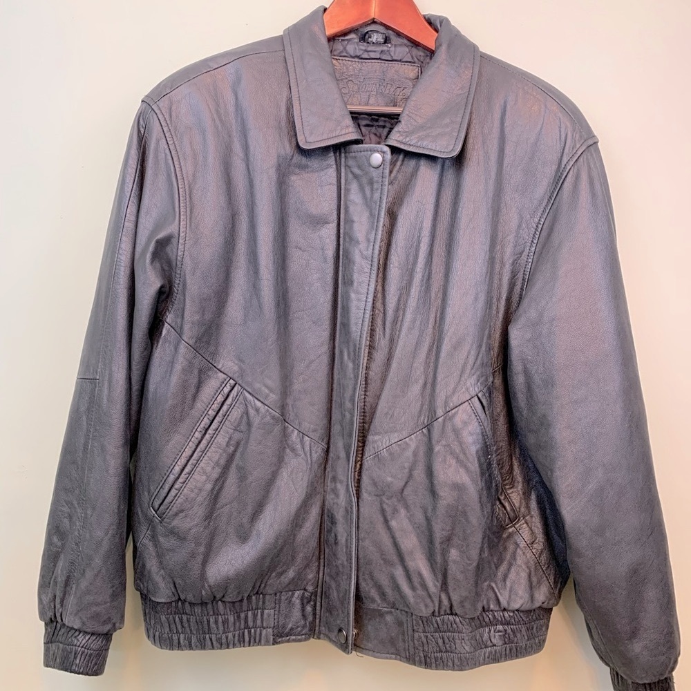 St Johns Bay Black Leather Jacket size L